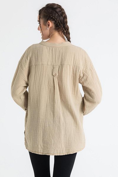 Eliş Şile Bezi Μακρυμάνικη Asu Summer Muslin Μπλούζα Mink Vzn
