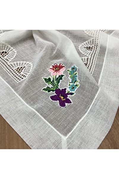 OYA home Dantelli & Kaneviçeli Kare Örtü - 100 *100  cm