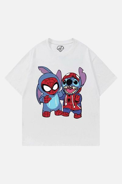 EFBUTİK Λευκό μπλουζάκι Unisex Spider & Stitch