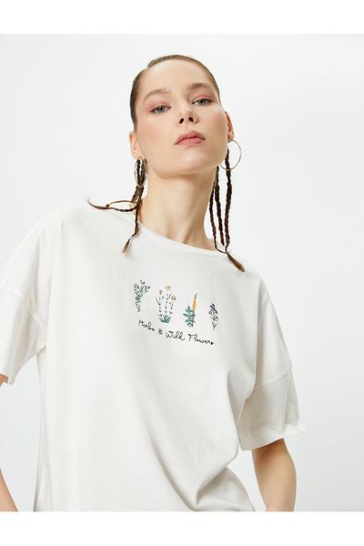 Koton New Season Short Sleeve T-Shirt Printed Crew Neck Comfortable Fit