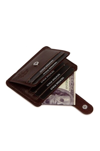 Newish Polo Men's Khaki Leather Wallet and Card Holder