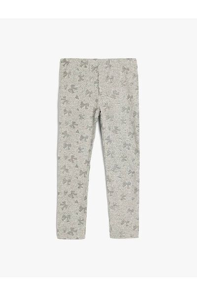 Koton Glitter Detailed Bow Printed Elastic Waist Leggings