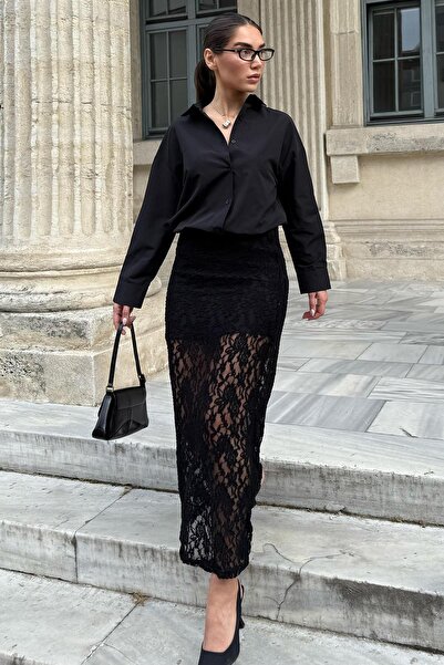 Madmext Siyah Basic Kadın Gömlek Mg2355