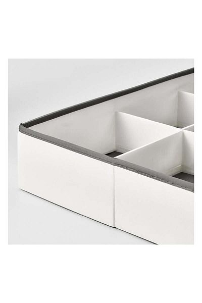 IKEA Jattebjörn Box with Compartments White-Grey 50X35X9 cm
