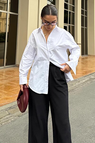 Madmext Beyaz Basic Kadın Gömlek Mg2355