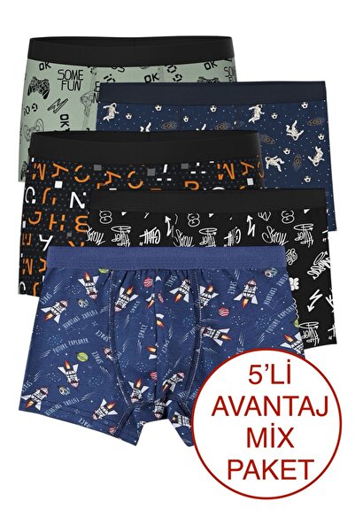 ByDon ERKEK DESENLİ ÇOCUK BOXER 5'Lİ PAKET