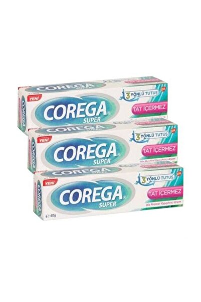 Corega Süper Tat İçermez Diş Protezi Yapıştırıcı Krem 40 gr X 3 adet