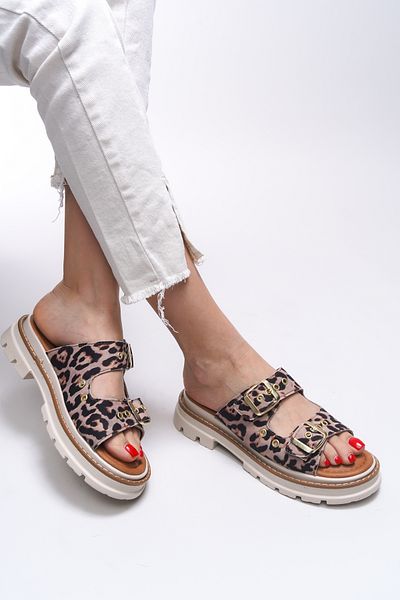 Riccon Papuci Tamrithe pentru femei 0012100   Leopard Bej