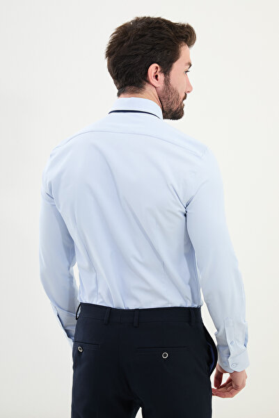 Mcr Ανδρικό πουκάμισο Straight Slim Fit Cotton Classic Μπλε - 27042.25Y