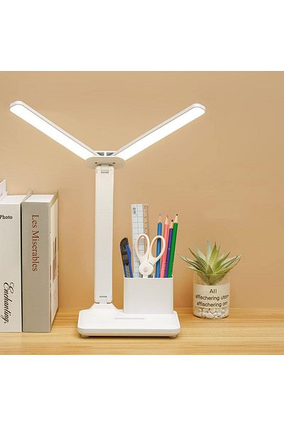 fulina LED Desk Lamp,with Pen Holder,Adjustable Foldable Table Lamp,Anti Slip Base,Rechargeable
