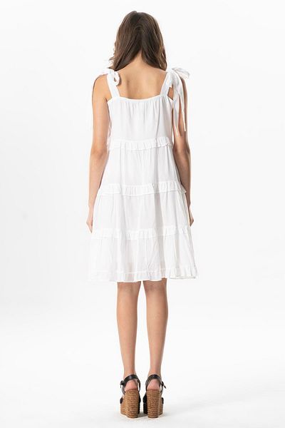 Eliş Şile Bezi Φόρεμα Dubai Square Collar με λουράκι - White Byz