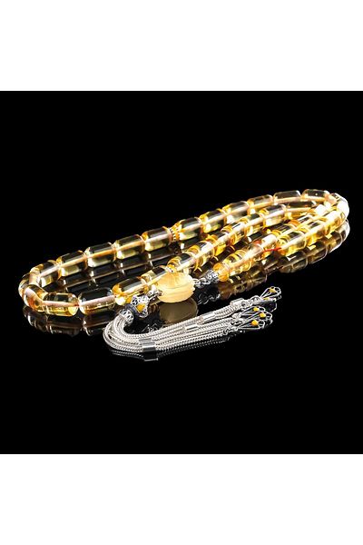 TESBİHCİBABA Masterpiece Fossil Burn Capsule Drop Amber Rosary