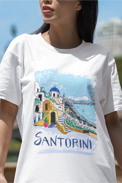 SUNFREE ΔΙΑΣΤΑΣΗ ΓΥΝΑΙΚΕΙΟ ΜΠΛΟΥΖΑ POPULAR TREND SANTORINI PRINTED