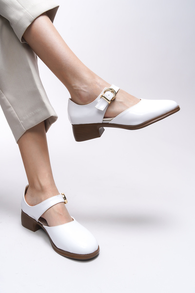 Riccon Saeldyl Women's Classic Heeled Shoes 0012300 White Patent Leather