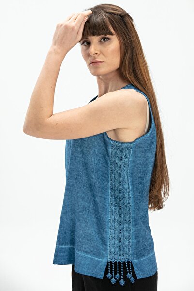 Eliş Şile Bezi Безрукавка з попліну Zeyno Літня блуза Indigo Indg