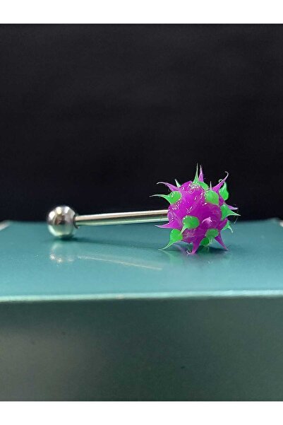 sarıyer silver Mor Ve Yeşil Renkli Silikon Sivri Yumuşak Dikenli Dil Kaş Göbek Vücut Günlük Stil Çelik Piercing