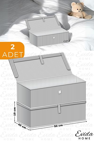 Evida 2 Pieces 50X40X19 cm Supported Multi-Purpose Storage Box Base Six Storage Boxes