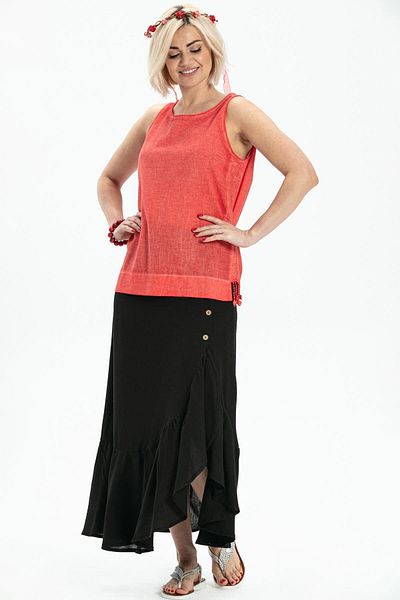 Eliş Şile Bezi Sleeveless Poplin Zeyno Summer Blouse Mercan Mrcn