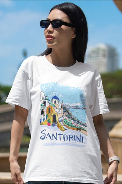 SUNFREE ΔΙΑΣΤΑΣΗ ΓΥΝΑΙΚΕΙΟ ΜΠΛΟΥΖΑ POPULAR TREND SANTORINI PRINTED