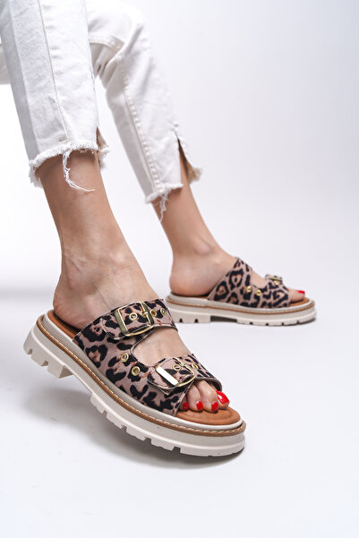 Riccon Tamrithe Women's Slippers 0012100   Leopard Beige