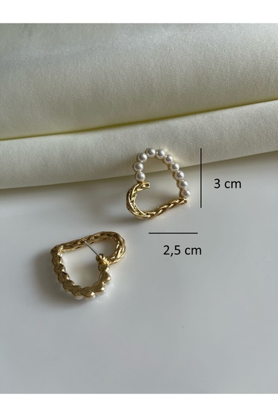 Nilsu Jewellery Accessory Pearl Heart Detailed Women's Earrings