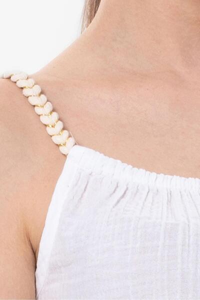 Eliş Şile Bezi Strappy Alaçatı Summer Muslin Blouse White Byz