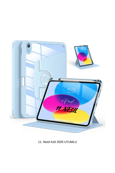 Fuchsia iPad 11th Generation A16 2025 Compatible 360° Rotatable Fuchsia Pino Tablet Case with Horizontal Portrait Stand