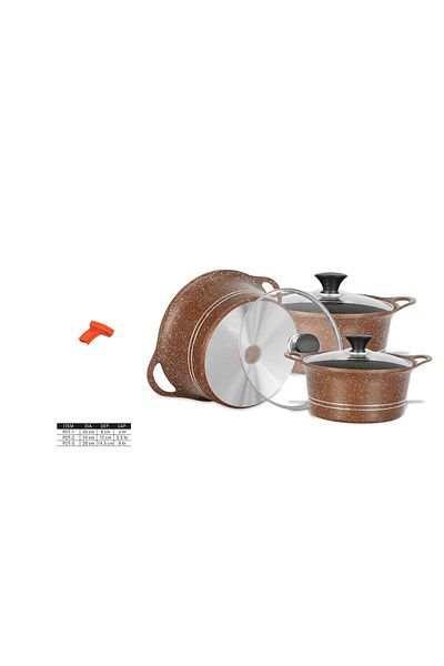 SONEX Eden Plus 20 Pcs Aluminum Die Cast Non Stick Cookware set Chocolate Marble