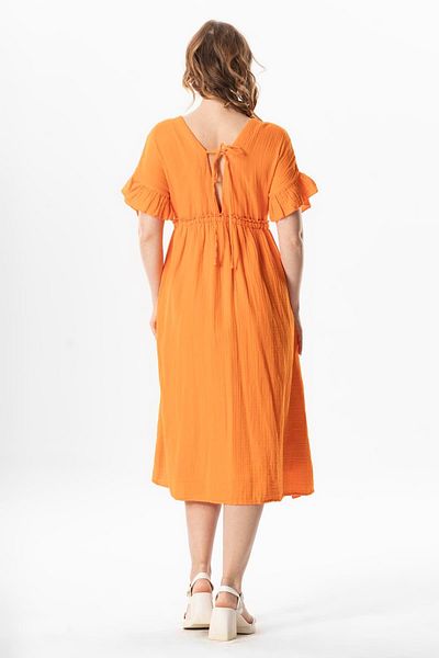 Eliş Şile Bezi Rochie de vară portocalie Trnc Cost Midi Length