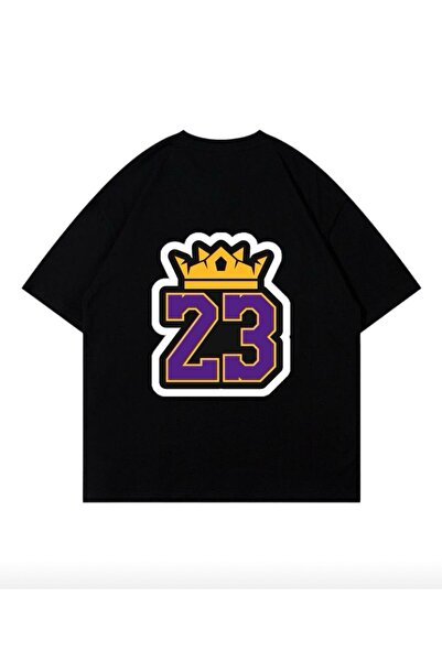 weywot تيشيرت كبير الحجم مطبوع من الأمام/الخلف من لوس أنجلوس ليكرز