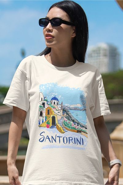 SUNFREE ΔΙΑΣΤΑΣΗ ΓΥΝΑΙΚΕΙΟ ΜΠΛΟΥΖΑ POPULAR TREND SANTORINI PRINTED