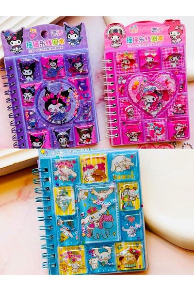 ÖZ OFİS Kuromi My Melody Cinnamoroll Sanrio 3D Water Cover Notebook 8 Sheets Sticker 30 Sheets Notepad 1 Piece