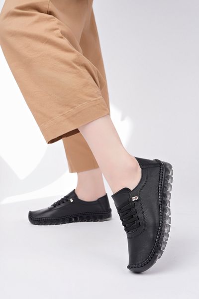 Deripabuc Genuine Leather Black Women's Leather Casual Shoes Dp62-8004