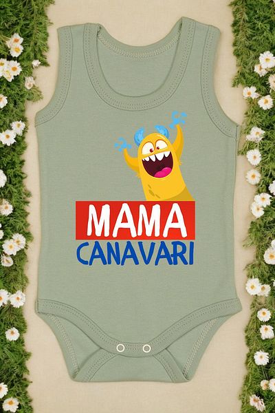 bebetospik Monster Printed Mama Cotton Tank Top