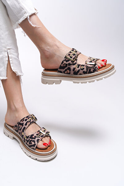 Riccon Tamrithe Women's Slippers 0012100   Leopard Beige