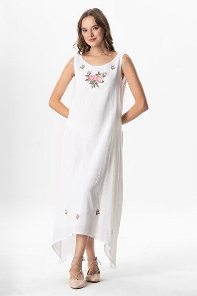 Eliş Şile Bezi Sleeveless Şile Cloth, Gülsüm Asymmetrical Cut and Embroidered...