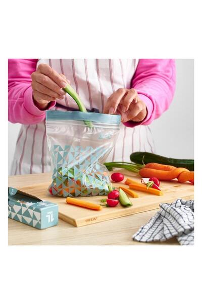 IKEA Istad Lockable Refrigerator Bag Pale Grey-Green 1 Lt 20 Pieces