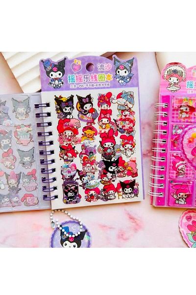 ÖZ OFİS Kuromi My Melody Cinnamoroll Sanrio 3D Water Cover Notebook 8 Sheets Sticker 30 Sheets Notepad 1 Piece