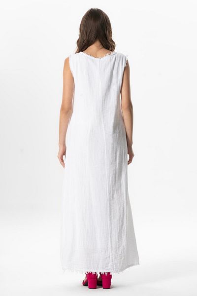 Eliş Şile Bezi Αμάνικο φόρεμα Ayla με οβάλ λαιμόκοψη White Byz Summer