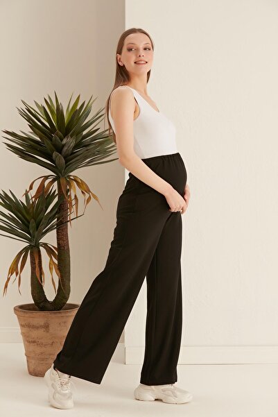 Işşıl Işşil 4510-basenden Wide Leg Maternity Twin Rope Combed Cotton Trousers