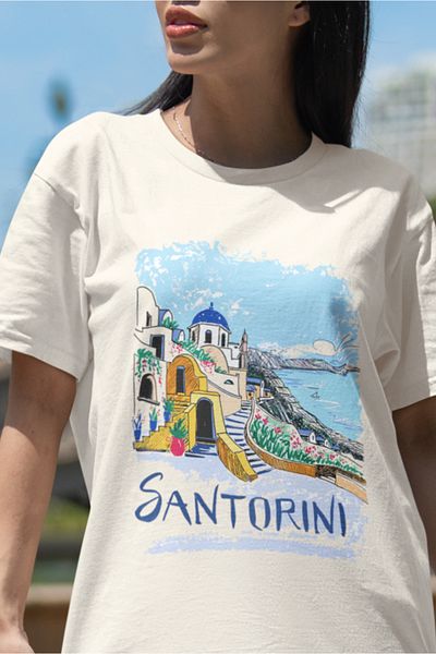 SUNFREE ΔΙΑΣΤΑΣΗ ΓΥΝΑΙΚΕΙΟ ΜΠΛΟΥΖΑ POPULAR TREND SANTORINI PRINTED