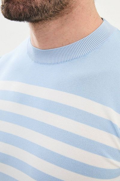 Mcr Tricou tricot pentru bărbați, albastru, slim fit, cu decolteu
