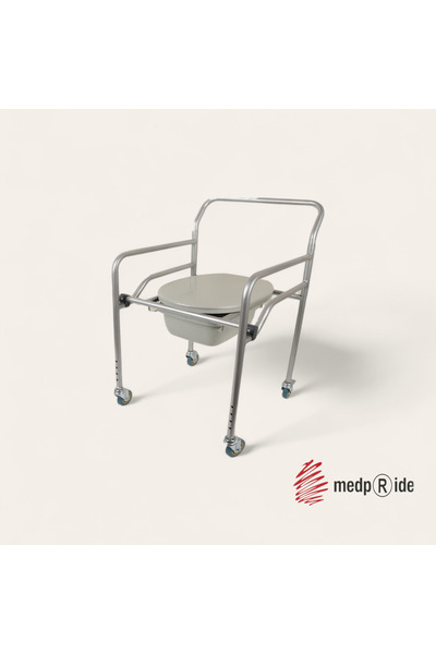 MedPride Seyyar Katlanabilir Hasta Yaşlı Tuvalet Sandalyesi Klozetli Tekerlek...
