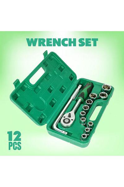 Generic 12-Piece Durable Wrench Set with Storage Case – Ideal for Car Repairs & Maintenance