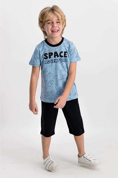 ROLY POLY Space Adventre Light Blue-black Boy Capri Suit Rp1633-c