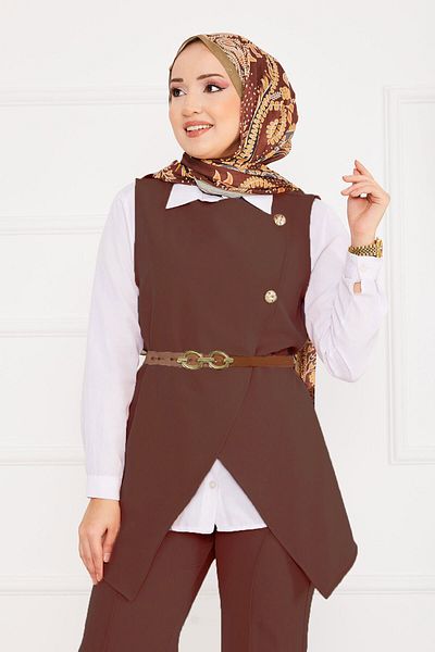 EBRUTESETTÜR Belted Vest Hijab Double Suit
