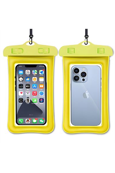 Choice قطعتان من حافظات الهاتف العالمية المقاومة للماء IPX8 باللون الأصفر لهاتف iPhone 15 14 13 12 11 Pro Max مقاومة للماء