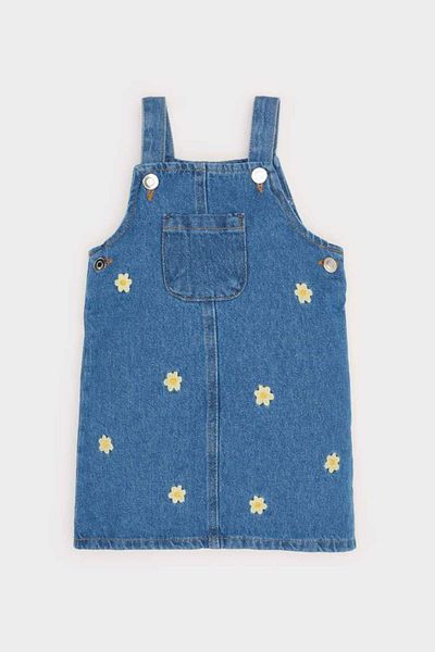 DeFacto New Season Baby Girl Floral Strap Jean Dress