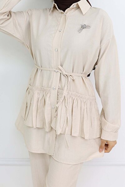 benguen Brooch Detailed Stone Color Double Set 4793