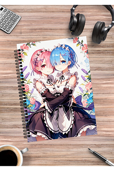 mertfigur Re Zero Rem Ram Emilia Anime Caiet cu spirală A5 (50 coli)